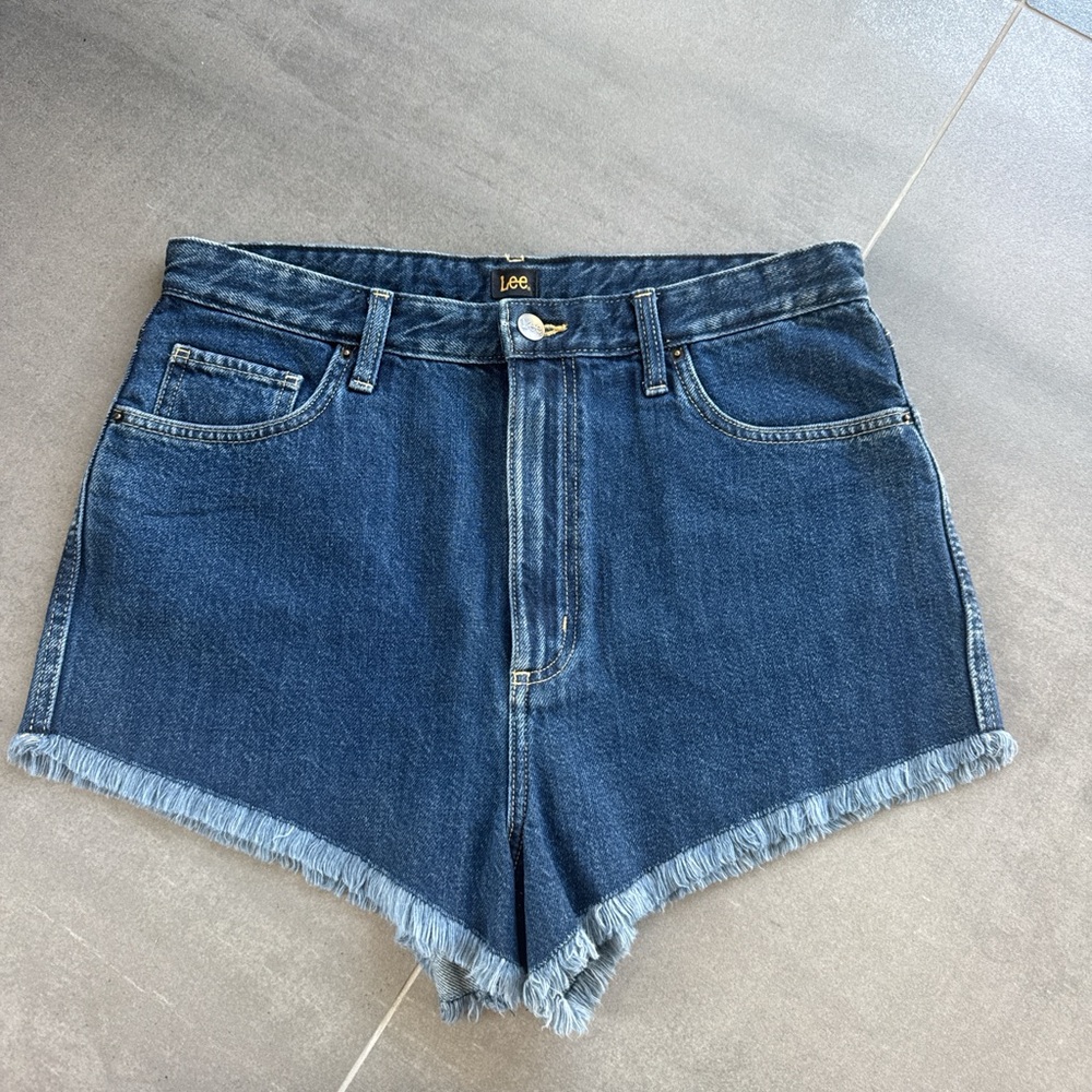 Lee Blue Jean Shorts with Frayed Hems